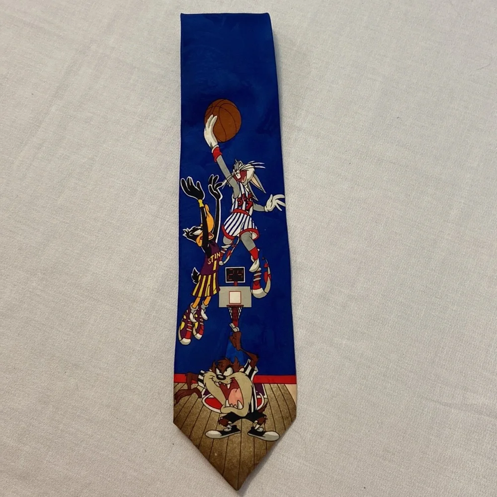 Looney Tunes Mania Basketball Themed Bugs Bunny, Daffy Duck, Tasmanian Devil Tie
